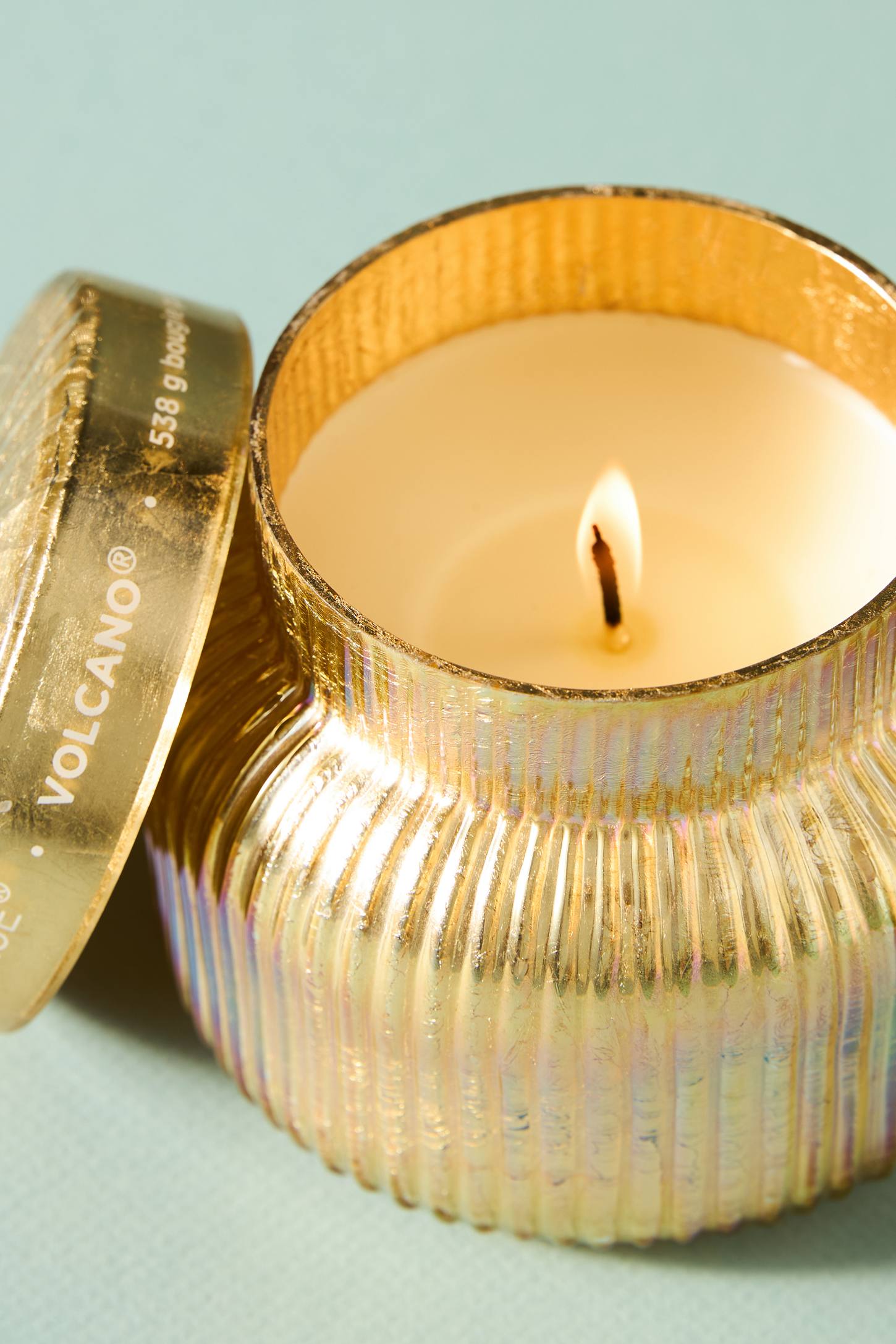 Capri Blue Volcano Gold Ribbed Jar Candle